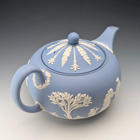 英國復古韋奇伍德茶壺 Jasperware 淡藍色